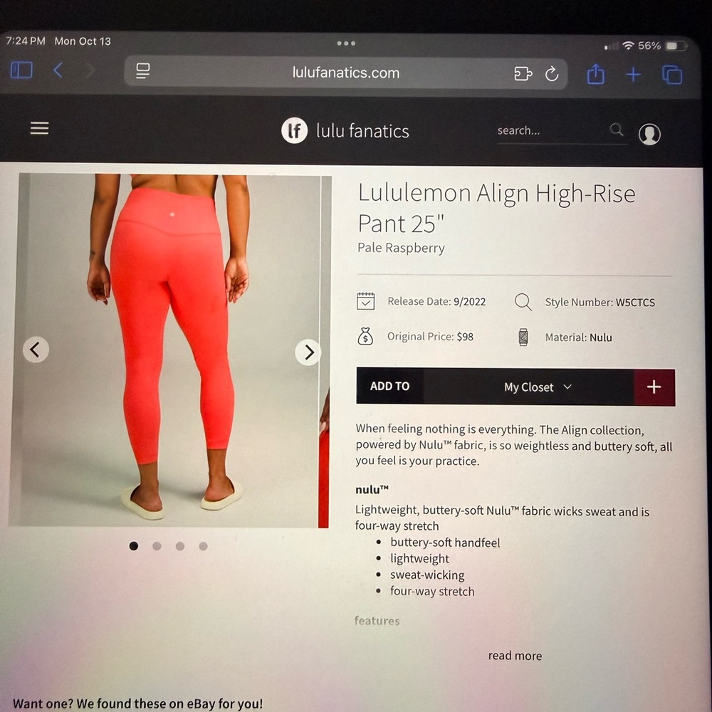 Lululemon Pale Raspberry Align High-Rise Leggings